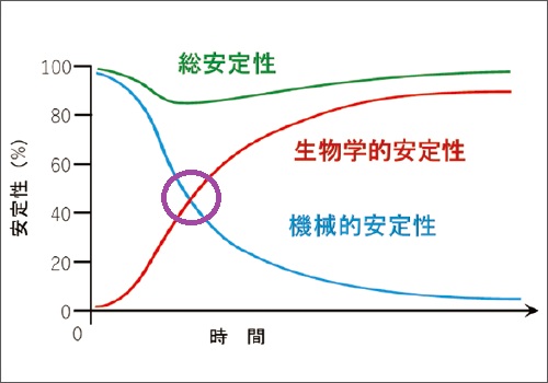 即時荷重し「そこの部分ではなるべく噛まないようにしてください.。特に1か月後は注意してしてください。」説明している理由とは